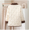 Female Padded Jacket Korean Loose Flip Collar Corduroy Diamond Grid Jacket Women Winter Short Lightweight Cotton Coat