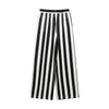 Fall Striped Patchwork Women Blue Suit Neck-mounted Vest+ Modern Straight Pants Night Party Streetwear Set