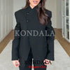 Women Black Hacking Commute Blazer Turtleneck Blazer Spring Fall Office Lady Simple Party Holiday Blazer