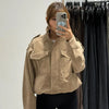 Leather Jacket Women Autumn Oversized Bomber Jacket Coats & Jackets Stand Collar Long Sleeve Tops Outerwears