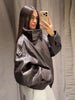 Stand Collar Leather Bomber Jacket For Women Spring Autumn Pockets Motorcycle Jacket Street Y2K Lady Bike Outerwear