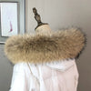 Real Fur Collar for Coat Parkas Women Winter Natural Raccoon Fur Scarf for Jacket Warm Furry Hood Trim with Buttons