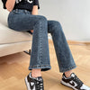Women Flare Jeans Winter Streetwear Y2K Straight Pants Ankle Length Denim Jeans Girls Party Casual Retro Blue Trousers