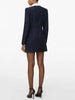 Designer Women Tweed Mini Dress Slim Fit High Waist Stand Collar Spring Office Ladies Long Sleeve Elegant A Line Dress