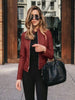 Vintage Women PU Leather Bomber Jacket Casual Autumn Winter Zipper Windbreaker Streetwear Female Blazer Y2K Clothes