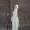 White Pearl Trim Cape Maxi Dress Women Elegant Long Sleeve Cinched Waist Muslim Robes Spring Eid Abaya Lady Dresses