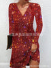 Women's Silver Sequins Evening Dress Long Sleeve Solid V Neck Sparkly Party Mini Dress Elegant Autumn Prom Dresses