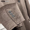Women's Autumn Winter Vintage Pockets Wool Blazer Coat Casual Solid Long Sleeves Loose Outerwear Ladies