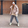 Chic Women Print Hooded Padded Jacket Oversized Zip Up Long Sleeve Warm Winter Coat Casual Daily Ladies Quilted Cotton Outerwear