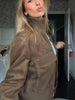 Vintage Cropped Women's Bomber Jacket Coat Faux Suede Stand Collar Short Outerwear High Street Female Casual Work Outfit