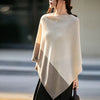 Women 100% Merino Wool Cloak Pullover Shawl Grace Simple Style Office Lady Mid Long Contrasting Cloak Autumn Winter Cashmere Top