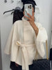 Women Solid Batwing Sleeve Outerwear Casual Stand-up Collar Waist Loose Long Sleeves Lady Jacket Lady Autumn Coats