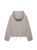 Autumn Women Plaid Hooded Cropped Jacket Zipper Drawstring Hem Long Sleeve Loose Casual Outerwear Lady Outfit