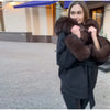 Elegant Faux Fur Thicken Jackets Women's Long Sleeves Pockets Patchwork Belts Hoodie Coat Winter Chic Warm Outerwear