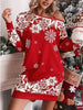 Christmas Snowflake Print Off Shoulder Dress Women Winter Long Sleeve Loose Party Mini Dresses For Women