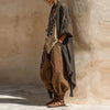 Women Casual Long Sleeve 3 Piece Suits Vintage Geometric Pattern Print Street Outfits Sexy V-neck Top & Long Pant & Cardigan Set