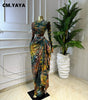 Women Tie Dye Print O-neck Ribbon Long Sleeve Long Dress Street Evening Birthday Club Party Vestidos Sexy Dresses
