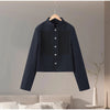Napoleon Golden Short Jacket Women Vintage Stand Collar Long Sleeve Cropped Jackets Autumn Lady Outwear High Street
