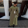 Women's Plaid Scarf Long Trench Coat Loose Stand Collar Full Sleeve Single Breasted Split Coats Autumn Lady Jacket