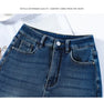 Winter Thickened Women's Mink Velvet Jeans Loose Straight Warm Soft Fleece Elastic High Waist Female Pants Black Blue
