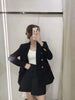 Women jacket Autumn Double Breasted Tweed Check Blazer Coat Vintage Long Sleeve Pockets Female Outerwear Chic