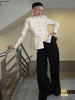 Frog Closure Velvet Tassel Jacket Slim Long Sleeve Mandarin Collar Spring Elegant Women Outerwear Chic Lady Coat