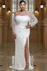 Lace Plus Size Mermaid Wedding Maxi Gown One Shoulder Sheer Slit Train Formal Dress Women Evening Prom Wedding Guest Dress