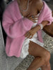 Women Knitted Thick Cashmere Wool Cardigan Chic V Neck Single Breasted Long Sleeve Sweater Fall Winter Coat Outwear