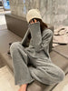 Korean Version of Soft Waxy Lazy Wind Knitting Set Gentle Round Neck Pullover Sweater Wide Leg Pants Two-piece Set Women