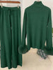 2 Pieces Sets For Women High Neck Loose Sweater With Fox Fur Cuffs Wide Leg Trousers Spring Winter 2DB1757