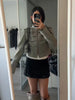 Retro Stand Collar Crop Jacket Chic Epaulet Shoulder Strap Double Breasted Button Slim Fit Coat Lady Casual Army Style Outerwear