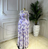 Women Print O-neck Long Sleeve Pleated Long Maxi Dress Spring Evening Party Birthday Vacation Dresses Vestidos