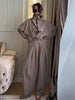 Casual Drawstring Women Outfit Chic Zipper Buttons Long Sleeve Stand Collar Female Coat Drape Wide Leg Pant Loose Streetwear Set