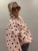 Pink Polka Dot Jacket For Women Casual Stand Collar Long Sleeve Button Loose Coat Lady Spring Chic Street Outerwear