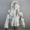 Russian Women Real Rabbit Fur Coats Winter Warm 100% Natural Rabbit Fur Jacket Lady Warm With Raccoon Fur Hooded Outerwear