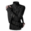 Women White Straps Buckle Zip Up Jacket High Neck Long Sleeve Gothic Punk Bandage Strap Ribbon Y2K Streetwear Slim Fit Coat