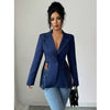 Women Elegant Blazer Suits Ladies Spring Autumn Long Sleeve Single Button Jackets Coats with Lace Hem