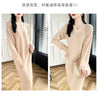100% Merino Wool Women Long Dress Sweater V-Neck Pullover Long Dress Versatile Cashmere Knitwear Bottoming Clothing