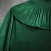 Ruffle Sleeves Pleated Dress For Women Lapel Solid Color Maxi Style Loose Elegant Clothing Spring 2DA2766