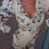 Sexy Print Women Long Dress Urban V-neck Single Breasted Ruffles Half Sleeve Female Dresses Spring Autumn Lady Robe