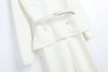 Long Sleeves with Belt Knitted Dresses Beaded Button Black Long Gown Belted Slim Bow White Dress Autumn Elegant Women's Clothing