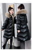 Winter Large Fur Collar Belt Thicken Down-cotton Jacket Women's Mid-length Coats Warm Slim Puffer Jacket Windbreaker Jacket