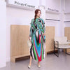 Pleated Printting Batwing Sleeve Dress For Women Spring Autumn Chic V-Neck Loose Famale Clothing 2DB4541