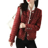 Autumn French High end Temperament Red Fragrant Coat Women's Short Thick Tweed OutwearFashion Women Slim Thicken Jacket