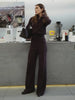 Women's Autumn Winter Knit Cardigan Pants Set Slim Fit Long Sleeve Long Trousers Simple Solid Color Sweater Suit