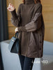 Women's Winter Parka Coat Versatile Lady Splicing Knitted Outerwear Temperament Casual Ladies Sweater Jacket