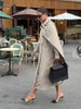 Women's Cape Trench Coat Vintage Double-breasted Long Sleeve Lapel Loose Fit Oversized Overcoat Street Autumn Irregular Jacket