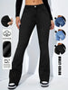 Women's Stylish Elegant Denim Flare Pants with Pocket, Casual Fit for All Seasons, Moderate Thickness Denim Trousers