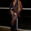 Lace Transparent Sexy Hollow Out Maxi Dress Elegant Outfits Women Flare Sleeve V Neck Dresses Party Club Vestido
