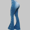 Jeans High Waist Strecth Denim Flare Pants Women Vintage Trousers Buttons Denims Streetwear Autumn Female Floor Length